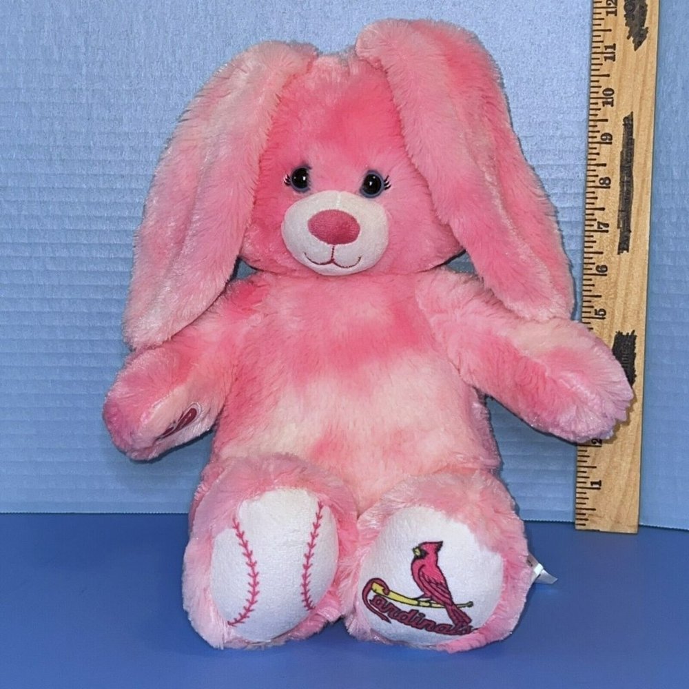 Build A Bear Pink Bunny Rabbit 16" Plush St Louis Cardinals Baseball 2015 BAB